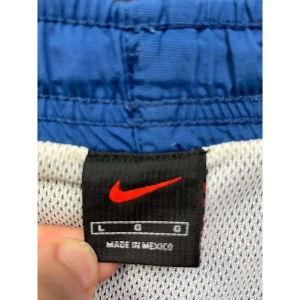 NIKE swim trunks men's large nylon mesh liner pockets blue Striped‎ Retro
